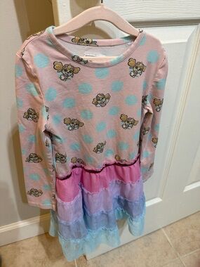 Girls Pink Polka Dot Paw Patrol Tiered Ruffle Dress